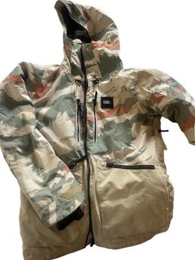 Men’s Waterproof Hooded Snow Jacket - Camo Green/Tan